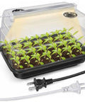 Seed Starter Tray With Grow Lights And Heating Tray, Pro Grade Adjustable Height Humidity Dome, seedlings under grow light.