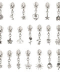 Flower Metal Zipper Pull Replacement Sliders Set 20 Pcs Durable Alloy With Platinum Finish for jackets, handbags, backpacks, luggage.