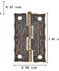 0.9 x 1.45 inch bronze engraved hinge with screw for 40 Piece Bronze Engraved Hinge Kit For Antique Boxes And Jewelry Boxes Vintage Style