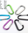 Six Pack 3 Inch Aluminum Carabiner Clips D Ring Keychain Hooks Heavy Duty Lightweight Yet Durable, 50 Lb Load Capacity, assorted colors