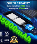 Diagram of Outdoor Solar Street Light IP67 Waterproof 600 LEDs 30000 Lumens with battery life and certification details