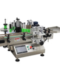 Hustle Ready High Speed Round Bottle Labeling Machine For Cosmetics Food And Drinks With Desktop Conveyor and Catch Tray features adjustable components.