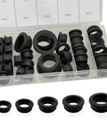35 Piece Top Hat Rubber Grommet Kit Built Tough Five Sizes Three Quarter Inch Seven Eighth Inch One Inch One And A Quarter Inch One And A Half Inch Silicone High Temp Flame Resistant Grommets For Wiring Firewall Holes Cable Bushing And Irrigation in storage case