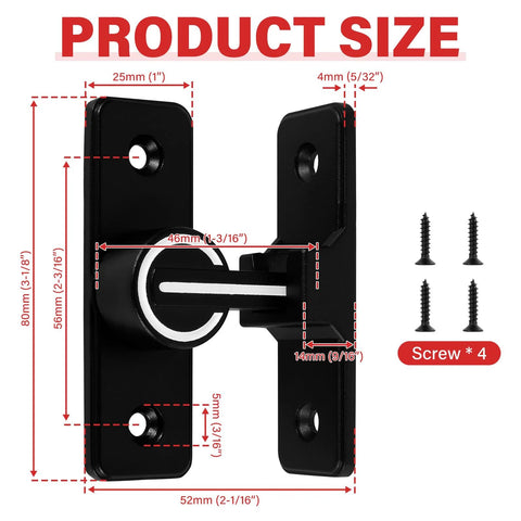 90 Degree Heavy Duty Barn Door Latch Lock For Cabinets Sliding Doors And Barn Doors Zinc Alloy With Matte Black Finish