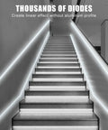 Staircase illuminated with White COB LED Strip Light Max With RF Remote 16.4ft 6500K CRI93+ Dimmable Ultra Bright Daylight White COB Light Strip