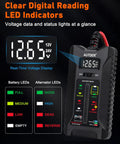 12V 24V Car Battery Tester With Digital Pro Grade All In One Battery And Alternator Tester, LCD Display, LED Indicators, Voltage Analyzer With Reverse Protection For Cars, Motorcycles, RVs And Trucks. LCD voltage reading and LED status chart