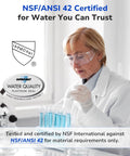 Scientist testing water quality for NSF/ANSI 42 certification in a lab