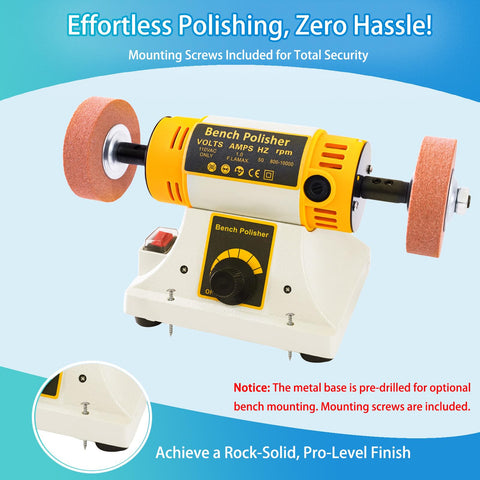 Bench Polisher And Buffer With Variable Speed For Metal Wood Jade Pro Polishing Machine 15 Piece Accessory Set With Polishing Wheels And Compounds Stable Low Noise Operation For Smooth Finishes