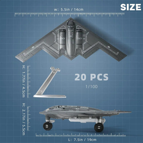 B 2 Spirit Stealth Bomber Model Kit 1 200 Scale Quick Build For USAF Fans And Collectors, top view and landing gear details