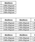 Specification chart for Carbon Fiber 700C Road Wheelset Rim Brake For Aero Performance With Depths 30 35 38 40 45 50 55 60 88mm