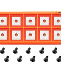 12Mm Square Tungsten Carbide Router Bit Replacement Inserts With Mounting Hardware, 10 inserts with screws on orange holder.