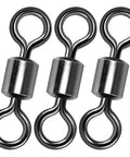 40 Pack Saltwater Barrel Swivels For Big Water Fishing With Stainless Rings And Black Nickel Finish Offshore Tackle Rolling Swivel, size 8/0