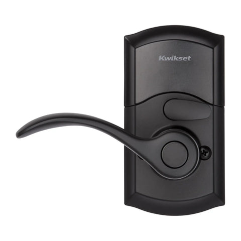 SmartCode 955 Pembroke 10 Button Keypad Electronic Lever with Keyless Entry Matte Black Finish, front view of lever and keypad