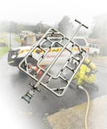 Built Like A Tank Stainless Steel Fire Extinguisher For EV Battery Packs And Energy Storage Gear With Dn65 Quick Connect Hose Hookup and Multi Spray Nozzles For Job Site Fire Defense, showing stainless steel frame and quick connect fitting.
