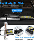26.2Ft Telescoping Aluminum Ladder For Indoor And Outdoor Jobs, Lightweight Yet Sturdy Extension Ladder, Easy Fold Design, Non Slip Feet, Wider Pedals, Stable Safety Build For High Reach Projects And DIY Boss Level folded in car trunk