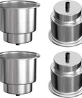 Stainless Steel 316 Cup Drink Holder Set Of Four With Drain For Yacht Boat RV Camper Caravan Marine Grade Durable And Corrosion Resistant
