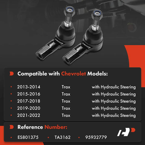 Two Pack Front Outer Tie Rod Ends For Chevy Trax 2013 To 2022 With Hydraulic Steering Left And Right Front Installation Premium Replacement For Chevy Trax With Durable Ball Joint Ends, steel pair