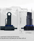Mass Air Flow Sensor MAF Replacement For Toyota Camry Avalon Corolla Prius Sienna 4Runner Matrix Highlander Tacoma 2.4L 3.0L 3.4L 1.8L 1.5L OE 22204-22010 Compatible black sensor with dimensions