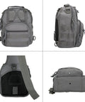 Waterproof 1000D Tactical Sling Bag For Everyday Carry And CCW, Ultra Lightweight 9L Compact Backpack with multiple pockets and padded back, four angle views