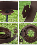Close-up of 40 Ft Brown Landscape Edging Kit with Spiral Stakes for Gardens, showcasing no-dig plastic border details.