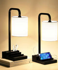Set Of 2 Bedside Lamps With 3 Way Dimmable Touch Control Built In USB Ports And An AC Outlet Nightstand Table Lamps For Bedroom And Living Room Includes Two Phone Stands And Pen Holder Bulbs Included