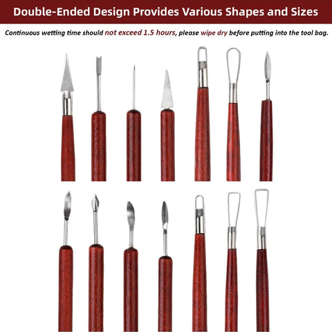 18 Piece Clay Sculpting Tools Set For Pottery And Sculpting With Wooden Handles Durable Carving Kit With A Bag For Easy Travel
