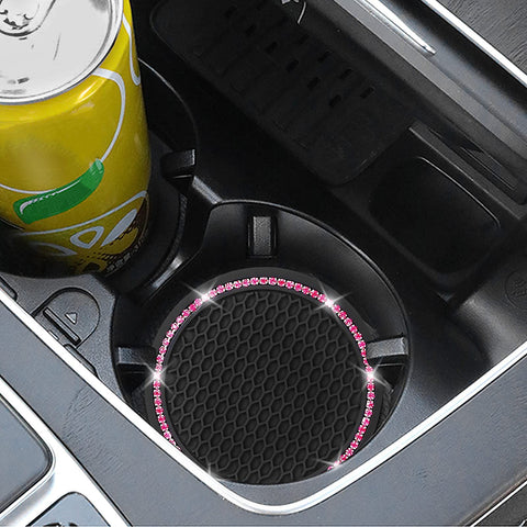 Car cup holder with Four Pack Car Coasters With Crystal Rhinestones Universal 2.75 Inch Silicone Cup Holder Coasters Anti Slip