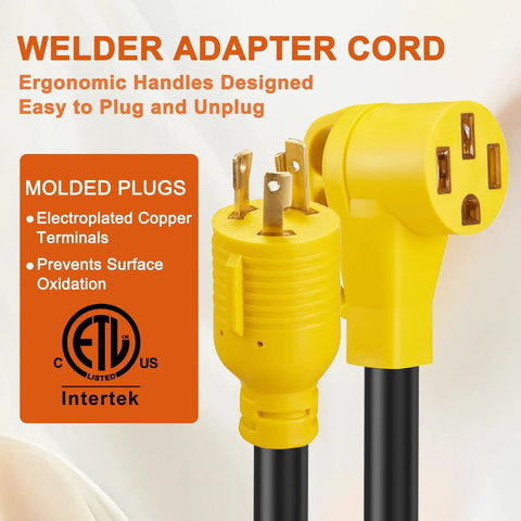 Badass Heavy Duty Nema L6-30p To 14-50r Ev Charger Adapter Cord with ergonomic handles for easy plugging and unplugging.