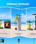 1L Mini Scuba Tank Portable Diving Cylinder Inflation Methods with Compressor, Adapter, and Handpump for Underwater Breathing
