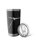 Winch Tow Glider Themed Stainless Steel Insulated Tumbler For Sailplane Lovers Who Live For Takeoffs And Soaring Keeps Coffee Hot And Drinks Cold On The Go A Must Have For Pilots And Aviation Fans, shown with a transparent lid