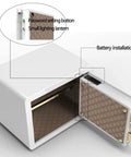 Open view of 0.77 Cu Ft Digital Steel Home Safe With LED Keypad, Alarm, Fireproof Lockbox For Home Office Hotel Use showing interior and battery box