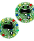 Two green PCBs for DIY Soldering Practice Kit With CD4017 Lucky Wheel LED Circuit Board Learn Electronics Fun Project For Beginners Students And Hobbyists