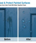 Before and after image showing All Weather Heavy Duty Acrylic Paint Sealer For Indoor And Outdoor Use Water Based VOC Free Shields Surfaces
