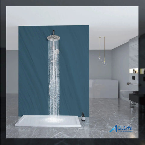 Image of Retrofit Shower System With 6 Function Handheld Sprayer And 8 Inch Rain Shower Head in polished chrome, wall mounted