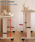 Game Changing Ergonomic Height Adjustable Overbed Table With Smooth Ball Bearing Casters For Mobile Laptop Workstations And Cozy Apartment Living Spaces showing height adjustments from 68cm to 103cm.