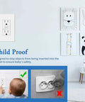 Child proof electrical outlet designed for safety with a decorative panel, suitable for homes with children.