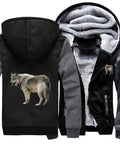 Men's Thick Fleece Hoodie Zip Up Full Zip Winter Coat With Warm Lining, featuring wolf design and cozy inner fleece