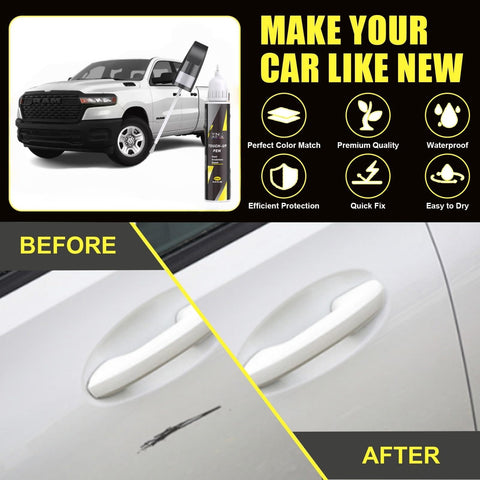 Dodge Ram Diamond Black Crystal Pearl Coat Touch Up Paint Kit 2 In 1 Car Scratch Remover Before-After Effect with Pen and Brush