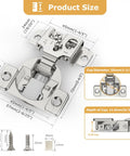 Heavy Duty 20 Piece Soft Close Concealed Cabinet Hinges For Face Frame Doors Half Overlay with detailed dimensions and fittings.