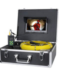 Heavy Duty Waterproof Borescope Inspection Camera With 30 Meter Line And 22 Millimeter Probe for drain checks, yellow cable with monitor.