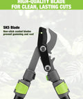 Close-up of SK5 blade on Extendable Bypass Lopper For Gardening One Point Five Inch Cutting Capacity 25 To 37 Inch Telescoping