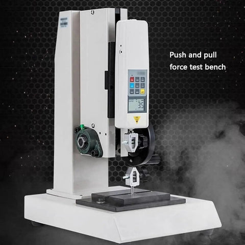 500N To 1000N Test Bench With Digital Force Gauge And LCD Display, Push Pull Tensile Tester With Five Grips For Tension And Compression Tests, Fast Accurate Pro Grade Load Readouts For Lab Use And Industrial Testing, front view
