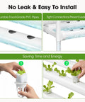 Vertical Hydroponics Growing System With Wheels For Easy Grab And Go Move Space Saving 54 Plant Sites PVC pipe installation detail