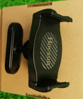 Top view of a black Magnetic Gym Phone Holder With 360 Degree Adjustable Base For Secure Mount On Metal Gym Equipment.
