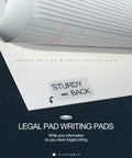 5x8 Legal Pads For Work And School, 80 GSM Paper, College Ruled Notepads, 30 Sheets Each, 6 Pack displayed with sturdy back cover