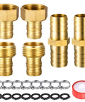 Four Pack Solid Brass Garden Hose Mender Kit With Male And Female Couplers For Five Eighth Inch Hoses Includes Tape Stainless Steel Clamp And Three Quarter Inch Rubber Gasket For Quick Leak Free Fixes