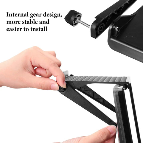 Kick Off Your Desk Upgrade With This Super Solid Black Tv Top Shelf Bracket 2 Pack Monitor Riser Stand For Gaming Setups Gonna Look Dead Legit Today, showing internal gear design and installation.
