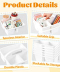 Six Pack Three Compartment Plastic Classroom Organizer With Handle White Caddy for pencils, crayons, and markers visible