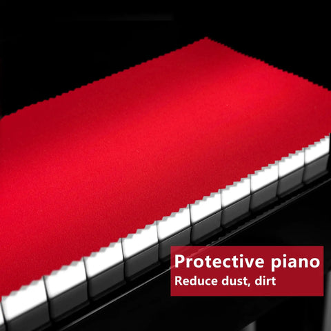 Red 88 Key Piano Keyboard Dust Cover Two Pack For Upright Grand Pianos, Digital Pianos And Electronic Keyboards on piano keys.