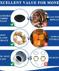 Comparison chart of Two Sets Of 10 Pcs 1 Inch Spindle Castle Nuts Kit With Washers, 2.25 Inch Cotter Pins, rubber plugs, and dust caps vs non-replaceable parts.